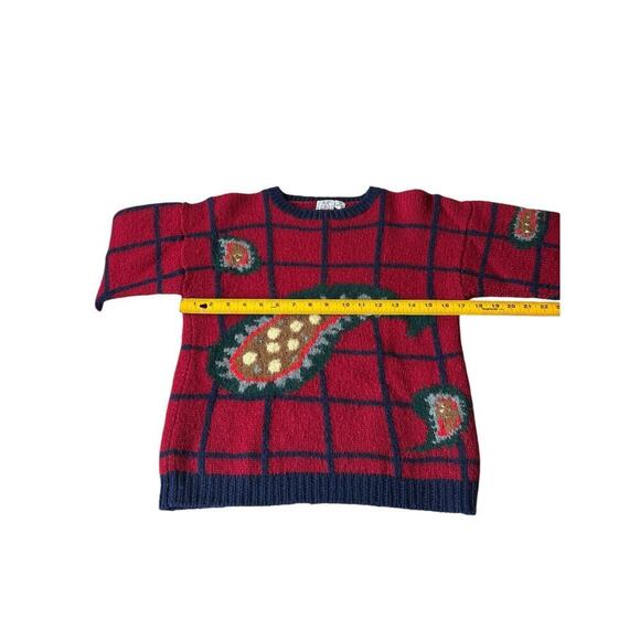J.G. Hook Wool Paisley Check‎ Sweater - 100% Hand Knit Wool - Striped - size PM - Picture 6 of 8